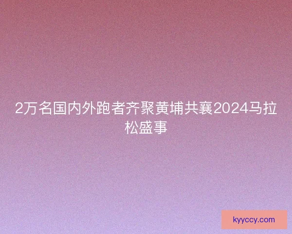 2万名国内外跑者齐聚黄埔共襄2024马拉松盛事