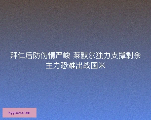 拜仁后防伤情严峻 莱默尔独力支撑剩余主力恐难出战国米